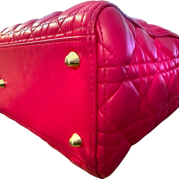 🔥 Christian Dior Lady Dior Pink Supple Quilted Lambskin Large Bag EUC! - Picture 8 of 16